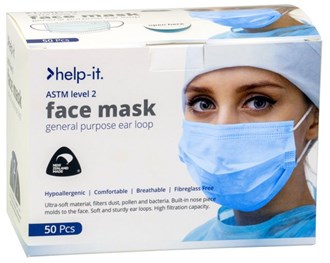 MEDICAL FACE MASK ASTM LEVEL 2, WITH EAR LOOPS